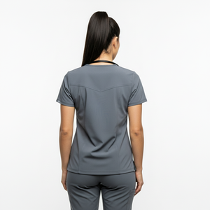 Conjunto de Uniformes Médicos Premium Grises MITEXO para Mujer con Cuello en V y Bolsillos |   Uniforme Médico Cómodo y Duradero |   Enfermera, Médico, Veterinario - Product Image 2