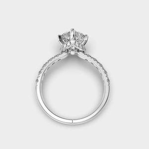 Anillo de Boda Eternity con Halo Oculto, Anillo de Compromiso con Moissanita Redonda de 8mm, Joyería Fina Original y Elegante, Anillo de Boda con Diamantes para Mujer - Product Image 3