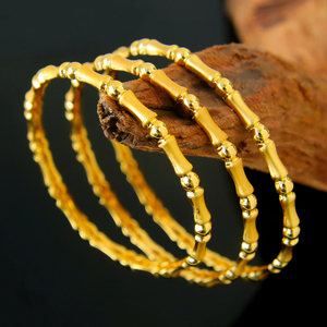 New Elegant Designer Gold Stackable <b>Bangles</b> 21k Gold Plated Waterproof Lady Jewelry <b>Bangles</b> for Party - Product Image 3