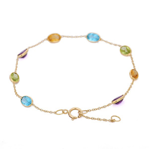 Hecho a mano 100% auténtica pulsera de piedras preciosas semipreciosas 18K oro amarillo sólido pulsera ajustable joyería de moda - Product Image 3
