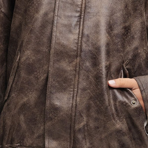 Chaqueta de Cuero Genuino y Lona para Mujer, Diseño Moderno, Alta Calidad, Manga Larga, Logotipo Personalizado, Transpirable, Secado Rápido, Tejido Informal - Product Image 5