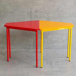 Modern Design Set of 2 Trapezoidal <b>Outdoor</b> Study <b>Tables</b> for Kids Preschool Rubber Wood <b>Tables</b> with Iron Legs-KGD040 - Product Image 4