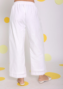 กางเกงผ้าลินินสีขาวธรรมชาติสำหรับผู้หญิงยาวแบบตะวันตกมีกระเป๋าสวมใส่สบายมีขนาดใหญ่พิมพ์ลายดิจิตอล - Product Image 3