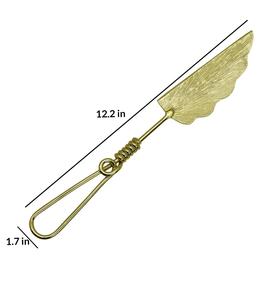 Couteau à beurre en laiton au design antique, finition dorée, couteau à fromage en forme de demi-feuille avec poignée en fil métallique pour la maison, couteau à usage quotidien - Product Image 2