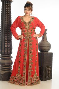 Caftán Georgette Naranja Con Trabajo Zari - Product Image 2