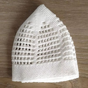 Chapeau formel arabe Kufi noir et blanc, nouveau design, broderie à la main en maille 100 % coton, ajustable, toutes saisons, prix direct usine - Product Image 5