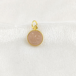 Pendentif en argent fait main en pierre de lune pêche avec placage rhodium or vermeil pendentifs de sculpture de pierres précieuses bijoux de visage - Product Image 3