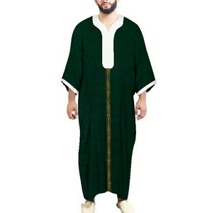 Thobe uni à manches longues pour hommes musulmans, vêtements islamiques, Kaftan saoudien pour hommes, cadeau de l'Aïd Ramadan, Thobe personnalisé respirant - Product Image 2