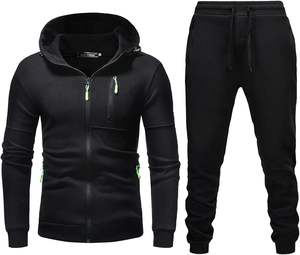 Conjunto de chándal para hombre, chándal de 2 piezas con cremallera y capucha, conjunto de chándal, chándal informal de manga larga, conjunto de entrenamiento para correr - Product Image 1