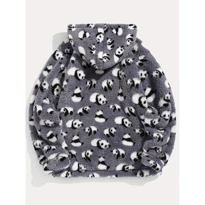 Sweat à capuche en sherpa gris et blanc pour homme avec poche kangourou, vente en gros ODM, Trackstar OEM, marque privée - Product Image 2