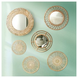 HOME DECOR Boho Seagrass Espejo de pared D63 cm | Espejo decorativo para sala de estar Dormitorio Cocina - Product Image 4