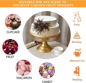 Support à gâteau en bois de forme ronde avec Base métallique avec bord attentif support à gâteau décoratif de Surface lisse - Product Image 2