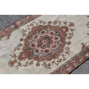 Alfombra turca vintage tradicional beige y roja (4x8,3 pies) - Product Image 5