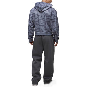 Sweat-shirt à capuche gris camouflage pour homme, fermeture éclair intégrale, en molleton de coton, veste streetwear, coupe décontractée, pour la vente en gros - Product Image 2