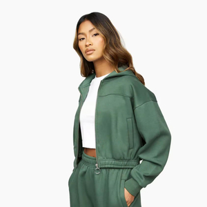Women's Cropped Hoodie 100% Cotton Customized Sportswear Pullover Hooded Sweatshirt Winter Character Front 2024 - Product Image 2