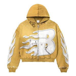 Stay Warm Style This Trendy Sun-Faded Bordado Vintage Zipper-Up Sudadera con capucha de gran tamaño Crafted Soft Fleece Cotton para Ultimate - Product Image 2