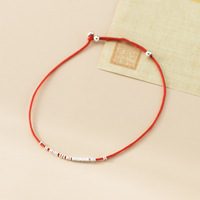 Bracelet minimaliste noir rouge en argent sterling perle cadeau de mode