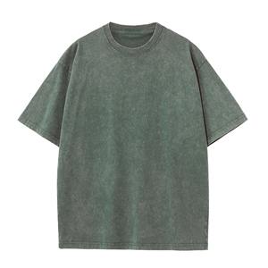 RTS Hommes 100% Coton Lavage À L'acide Ras Du Cou T-Shirt 260 GSM Stone Wash Plus La Taille D'été Utilisation Plaine Solide Couleur Jersey Vêtement Teint - Product Image 5