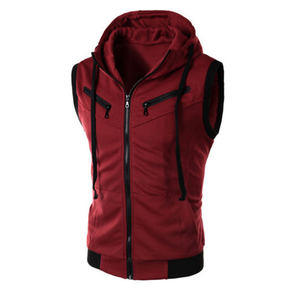 2023 Factory Wholesale Custom Logo Unisex <b>Sleeveless</b> <b>Pullover</b> Hoodie Polyester/Cotton Woolen Fabric Best Street Wear for Winter - Product Image 2