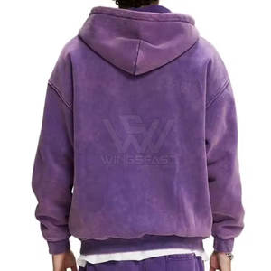 Meilleure qualité pas cher prix Basics hommes lavage à l'acide sweats à capuche conception personnalisée en gros hommes fermeture éclair lavage à l'acide sweats à capuche - Product Image 3