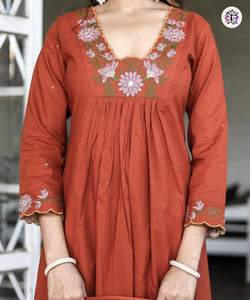 ชุดคอมโบ Dupatta พิมพ์ลายพื้น kurta สำหรับใส่ในชีวิตประจำวันสไตล์ชนเผ่าที่สะดวกสบาย - Product Image 3