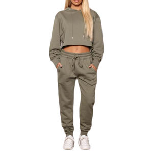 Custom Logo Cotton Sweatshirt with Kangaroo Pocket & Hood for Women ODM Full <b>Zip</b>-<b>up</b> Hooded <b>Crop</b> Top for Spring Fall and Winter - Product Image 2