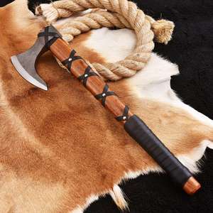 Hache en acier à haute teneur en carbone pour la chasse et le camping avec manche en bois et acier Damas, hache en bois à bas prix - Product Image 4