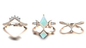 Shama Gems Jewels 925 Sterling <b>Silver</b> Rose Gold Plated Kite Shaped <b>Opal</b> Luxury Engagement <b>Ring</b> Prong Setting Wedding <b>Ring</b> - Product Image 2