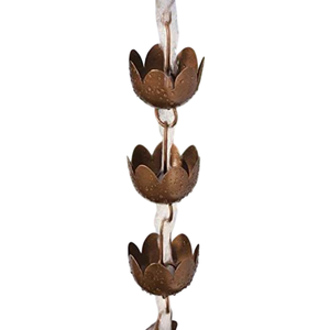 Amazing Cup <b>Metal</b> Rain Chain Copper Antique <b>Metal</b> Outdoor <b>Garden</b> Decor Flower Rain Chain Custom Rainwater Catcher - Product Image 3