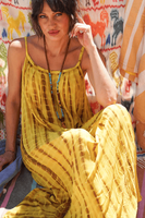 Robe longue d'été 100 % coton pour femme, écoresponsable, tie-dye, fluide, à fines bretelles, coupe trapèze, lavable, contrastée
