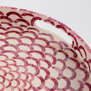 Top Trending Handcrafted <b>Large</b> Mother of Pearl Inlay White & Red D30cm/D35cm Serving <b>Tray</b> Kitchen Wares Wholesale From Vietnam - Product Image 3