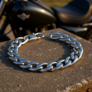 Bracelet manchette en acier inoxydable pour homme, style motard et cowboy, couleur argent, par le vendeur américain SL17 - Product Image 3