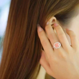 แหวนเพชรโมอิสสำหรับผู้ชายผู้หญิงสำหรับงานแต่งงานแหวนเงินสเตอร์ลิงสี925และทองคำขาว14k ประดับพลอยสีชมพู - Product Image 2