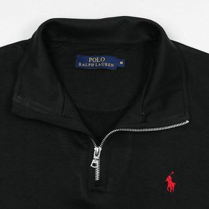 Polo RL noir quart 1/4 demi fermeture éclair tricoté coton pull pull personnalisé hommes coton côtelé pull en tricot pour hommes - Product Image 4