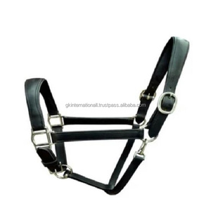 Vente chaude nouveau design double couture robuste cuir rembourré cheval licou en noir marron tan cuir véritable matériel en laiton - Product Image 4