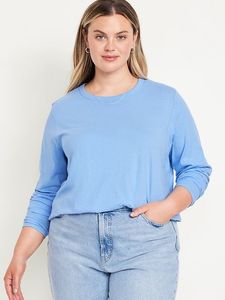 Camiseta básica holgada de manga larga de tela transpirable cómoda para MUJER Camiseta de manga larga personalizable para mujer - Product Image 4