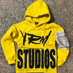 Sweat à capuche avec broderie délavée et patch sur la manche, streetwear, pull oversize en polaire à capuche - Product Image 2