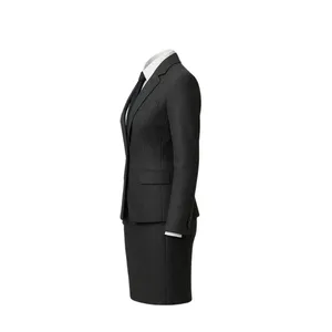 Conjunto de Blazer Negro Uniforme con Falda y Corbata - Product Image 2