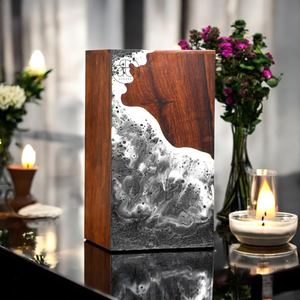 Urne en palissandre pour cendres Design en résine noire Boîte de crémation pour adulte Souvenir de crémation personnalisé - Product Image 6