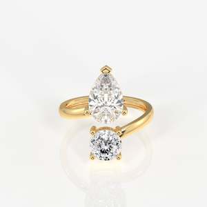 แหวนทอง 18K ประดับเพชรโมอิสซาไนต์ทรงโปรตุเกส ดีไซน์หรูหราและทนทาน - Product Image 1