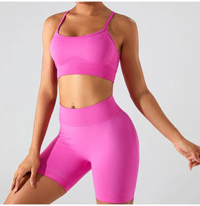 Custom Wholesale <b>Two</b> <b>Piece</b> Gym Yoga Bra & Shorts <b>Set</b> Running Sports <b>Set</b> Sportswear Fitness Yoga <b>Set</b> for Women - Product Image 2