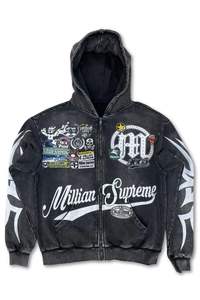 Custom Vintage Wash <b>Hoodie</b> Men's Full <b>Zip</b> <b>Up</b> <b>Graphic</b> Printed <b>Hoodie</b> Streetwear Fashion Heavyweight Hooded Sweatshirt - Product Image 2