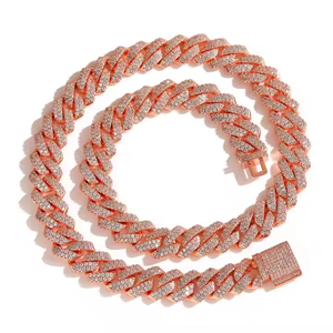 Chaîne cubaine 14MM entièrement glacée Diamants ronds Moissanite en argent 925 et or 10 carats Bijoux de mode pour fête et clubwear - Product Image 6
