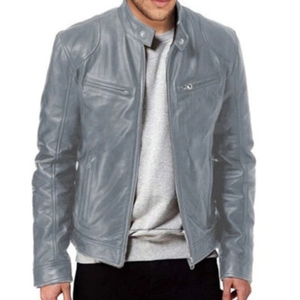 Chaqueta de cuero PU de diseñador para hombre, textura suave, corte elegante, adecuada para uso casual, motociclismo y estilo inteligente. - Product Image 5