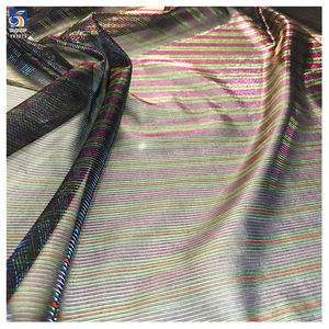 YX1273 Kain Rajut Polyester Laser Lurex Chiffon Tebal Bergaris Baru 1 Yard untuk Kostum Tari yang Berubah Warna - Product Image 5