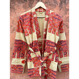 Chaqueta Kantha acolchada corta de algodón para mujer Chaquetas Kantha de Cintura de estilo moderno de temporada de invierno estampadas para mujer - Product Image 3
