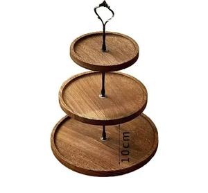 Modern Minimal Solid <b>Wood</b> Round Handmade Eco-Friendly Cake <b>Stand</b> Stylish Dessert Serving & Display <b>Stand</b> - Product Image 1