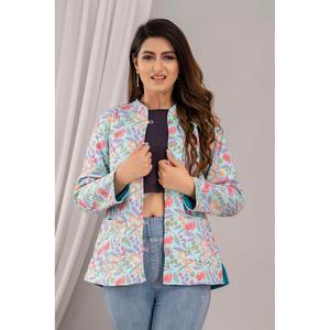 Veste matelassée légère en coton multicolore pour femme, imprimée - SHKL1021 - Product Image 1