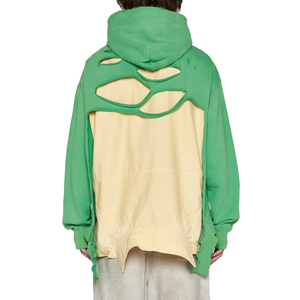 Top tendance pull à capuche surdimensionné pour hommes haute qualité 100% coton polaire conception en détresse teint uni pour l'hiver - Product Image 5