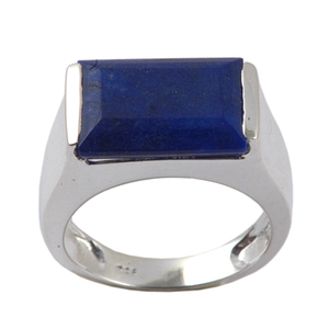 Vente en gros Argent Sterling 925 Doublet Aigue-Marine Gemstone Bague en forme d'octogone Tendance Simplicité Design Style Classique pour les Fêtes - Product Image 4